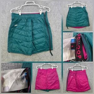 Skhoop Down Skirt Womens Small Green Reversible Insulated Quilted Zip Ski Winter